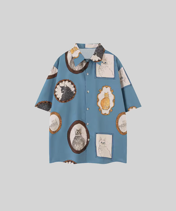 Vintage Cat Print Shirt