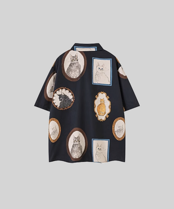 Vintage Cat Print Shirt