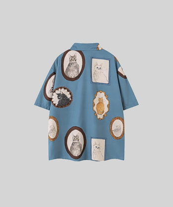 Vintage Cat Print Shirt